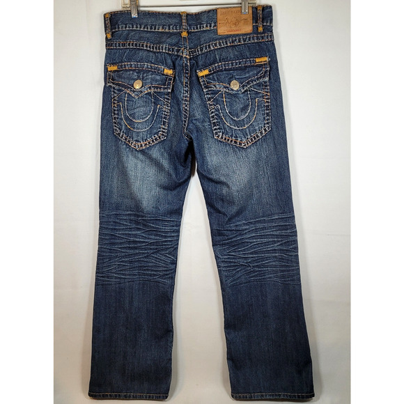 TRUE RELIGION LOGAN SUPER T Flap Y2K Men's Jeans 38X31 Regular Fit Blue K12832 - Picture 5 of 16